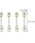 Childproof Cabinet Locks 4 Pack With Adhesive Backing Safe Green ABS And PE Straps For Cabinets Drawers Freezers And Appliances