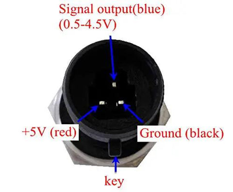 Vacuum To Pressure Transducer With 0.5V To 4.5V Output -14.5 Psi To 30 Psi Range 316 Stainless Steel Body 1/8 Inch NPT Pigtail Wire Harness Included Boost Sender Sensor For Automotive And Industrial Use connection terminals close-up