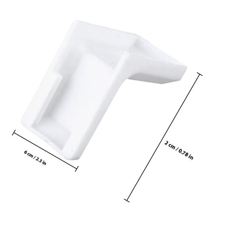 28 Pack White Plastic Corner Brackets For Furniture Reinforcement Anti Slip Desk And Chair Corner Braces shown with dimensions