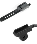 2 Pack Bike Light Mount Adapter Rail Slide On Type Bracket, black plastic handlebar mount with elastic strap detail