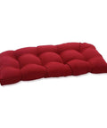 Red Tufted Outdoor Indoor Loveseat Cushion, Reversible and Comfy, 44 Inch By 19 Inch By 5 Inch, Weatherproof and Fade Resistant