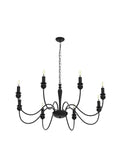 37.4 Inch Black Farmhouse Chandelier With 8 Candle Style Lights, Rustic Iron Arms Ceiling Light Fixture for dining room