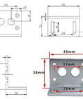 Metal mounting bracket for worm-gear motor; silver finish with multiple mounting holes.