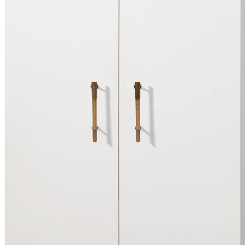 Retro Style Cabinet Handles, 2 Pack Zinc Alloy Pulls in Antique Bronze Finish on white cupboard door