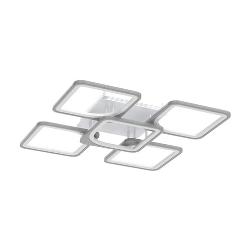 Sleek Two Layer Square LED Ceiling Light Flush Mount White Modern Minimalist Chandelier For Living Room And Bedroom 75W Cool White 5000K With Five Square Shades For Bright Even Illumination