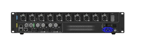 Back view of the Top Tier MX30 LED Display Controller Featuring A Rock Solid Video Processor Alongside Ten Ethernet Outputs And Dual 10G Optical Ports.