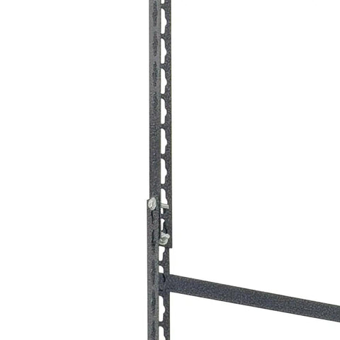 Close-up of heavy duty steel ceiling storage rack with wire deck 47W x 28H x 47D, silver vein finish, built tough for garage storage