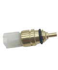 Engine coolant temperature sensor, brass body with white plastic connector, side view