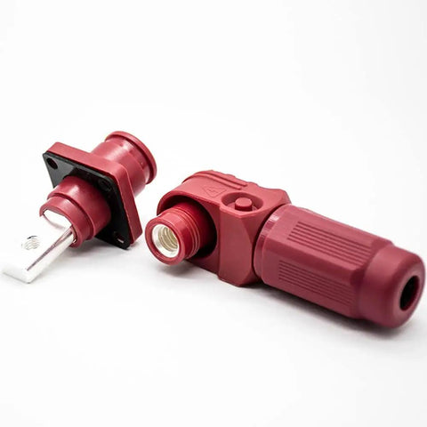 Pro Level Heavy Duty Right Angle Plug And Socket Connector For 8Mm 25Sq Mm Wiring Red IP65, touchproof design and copper contact.
