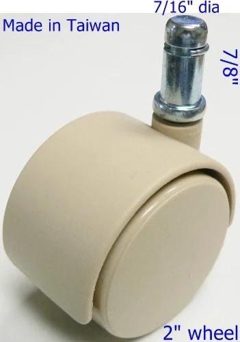 2 Inch Chair Caster Wheel For Carpet Use With Grip Ring Stem Seven Sixteenth Inch By Seven Eighth Inch Tan Chromcraft Style OEM