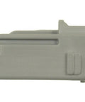 Hvac Blower Motor Resistor Connector Pigtail Wire Plug Harness For Gm Cars Trucks, grey 2-terminal aux connector, side view.