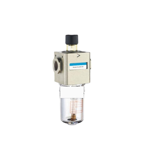 Air Preparation Unit Kit For FRL Systems With 1/8 To 1/2 Inch Ports, clear view of filter lubricator regulator combo unit