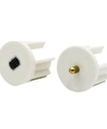 Cordless crank plugs from Roller Blind Installation Bracket Kit for Indoor and Outdoor Sunshades, showing detail of metal pins.