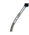 Close-up of 140cm Braided Stainless Steel Clutch Line For XL 883 1200N 2011-2015 Universal Fit, showcasing braided design and connector.