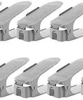 Adjustable Free Standing Shoe Rack With Ten Roomy Slots And Anti Slip Grip Design Perfect For Closet Space Saving And Smart Shoe Storage Organizer That Keeps Your Kicks Neat And Secure 8 gray shoe grips arranged in rows.
