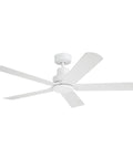 HomeStock 52 Inch Matte White Indoor/Outdoor Ceiling Fan with Down Rod - Modern Aesthetic for Patios and Living Spaces, overhead view.