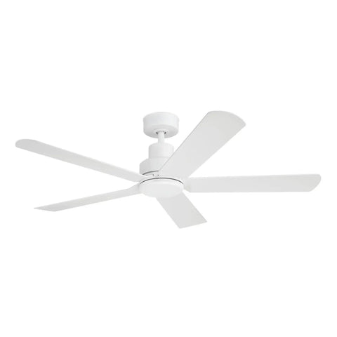 HomeStock 52 Inch Matte White Indoor/Outdoor Ceiling Fan with Down Rod - Modern Aesthetic for Patios and Living Spaces, overhead view.