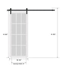 Interior Sliding Barn Door With Frosted Glass, Solid Wood Construction, 32x84 Inches, Black Modern Style, Hardware Included Kit