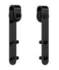 Front view of Super Mini Cabinet Sliding Barn Door Hardware Kit For Wardrobe And TV Stand, black carbon steel, with 2 rollers.