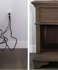 Ultra Thin Outlet Concealer Kit For Inverted Outlets hides cords behind furniture for a tidy look.
