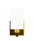 Front view of Two Pack Brass Wall Sconce Light Fixtures With Milky White Glass Shades For A Sleek Modern Bathroom Vanity Dimmable And Easy To Install Indoor Wall Lighting For Bedroom Living Room And Porch.