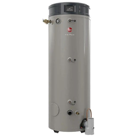 No-Fuss Commercial Natural Gas Water Heater With Smart Leak Detection, EcoNet Monitoring, Lcd Display, Built-In Condensate Neutralizer, Pvc Venting, Street Tested Durability in gray color.