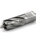No Nonsense HSS Annular Cutter 3/4 Inch Cut Dia With 3/4 Weldon Shank 1 Inch Depth showing the sharp cutting edges and pilot pin.