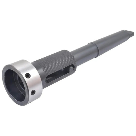 Tailstock Die Holder Set With MT3 Tapered Shank Includes Pin Punch And Four Die Holders In Thirteen Sixteenths; close-up view