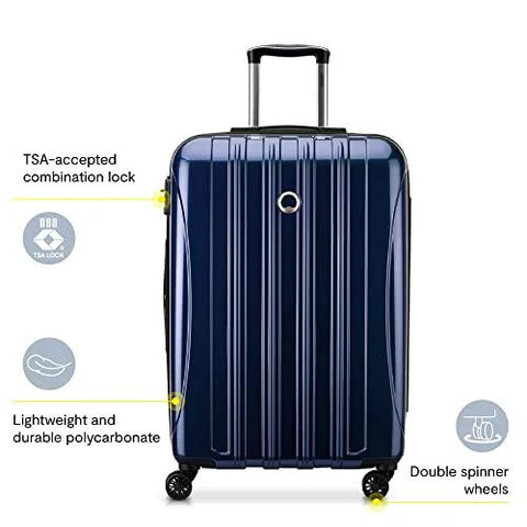 Front view of DELSEY PARIS Helium Aero 24-inch hardside luggage in brushed charcoal with spinner wheels and TSA lock