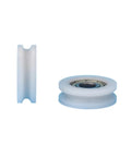 20 Pack U Groove Plastic Coated Bearings 696ZZ POM For Smooth Roller Doors And Windows With Corrosion Protection Self Lubricating Design That Slams Quietly No Greasing Needed And Lasts Way Longer. Side and front view of smooth-rolling plastic coated u groove bearing.