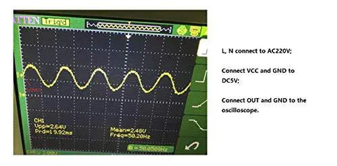 Dead Simple Precision Voltage Transformer Module Measuring Zero To Two Fifty Volt AC Single Phase Sensor output waveform on oscilloscope.