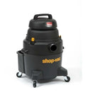 Industrial Wet Dry Vacuum 8 Gallon Beast with 1-1/2 Inch by 8 Foot Lock-On Hose, 100 CFM, 6.0 Peak HP Motor visible on casters.