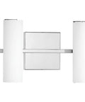 Colonnade LED 2 Light Vanity Light With Etched White Glass Shades, Polished Chrome Finish, Luxe Modern Bath Lighting For Powder Room, Dimmable Indoor Fixture