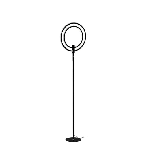 Torchiere-Style No-Fuss Dimmable LED Floor Lamp for Living Rooms and Offices with adjustable rings, black finish