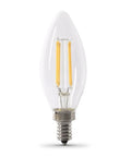 60W Equivalent Dimmable E12 Candelabra LED Bulb With 2700K Soft White Filament Torpedo Tip, Clear Glass Decorative Chandelier Lighting
