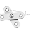 Close-up of stainless steel pivot hinge with measurements from Hidden Door Hinges Kit, 12 Pack Stainless Steel Pivot Hinges With 360 Degree Rotation, Rust Resistant, Concealed Design For Home And Office, Smooth No Fuss Opening And Closing Cabinet Or Door Hardware.