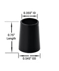 Ferrules For.355 Taper Tip Golf Shafts Black Three Quarter Inch Tall 0.54 Inch Outer Diameter Set Of 12 Replacement Ferrules