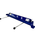 48 Inch Sheet Metal Brake Bender For Bench Mount Handles Up To 20 Gauge Mild Steel And 14 Gauge Aluminum, shown with blue body and levers.