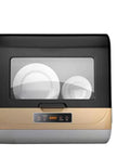 Plug And Play Compact Countertop Dishwasher With Dual Intelligent Drying Portable Kitchen Cleaner For Apartments No Plumbing Required Touch Screen Controls on a kitchen counter