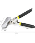 Sheet Metal Bending Pliers Hand Seamer Crimping Tool made from chrome vanadium steel with straight elbow handle, front view with dimensions.
