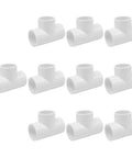 Workhorse 10 Pack Half Inch White PVC Tee Pipe Fittings 3 Way Slip Socket Connectors For Sprinkler Systems And Drip Irrigation Extensions Easy Install Durable PVC Construction HE064