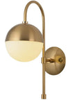 Retro Industrial Wall Sconces Featuring White Glass Ball Shades And Durable Iron Base To Amp Up Any Room For Bathroom Vanity Or Bedroom Decor Hardwired Wall Lamps With Warm Vibe For Living Room, gold finish and round shade.