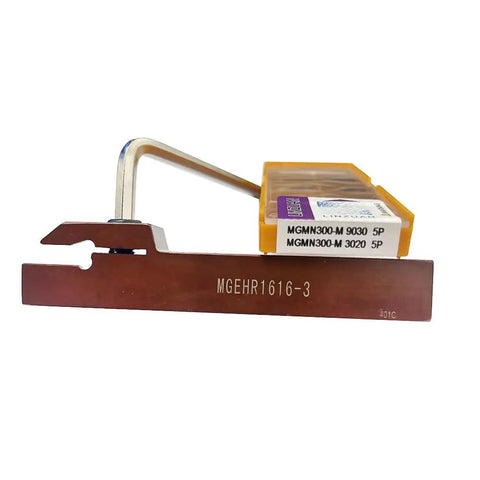 Close-up of All In One Heavy Duty Spring Steel Anti Vibration Indexable Parting And Grooving Tool Holder with MGEHR1616-3 marking
