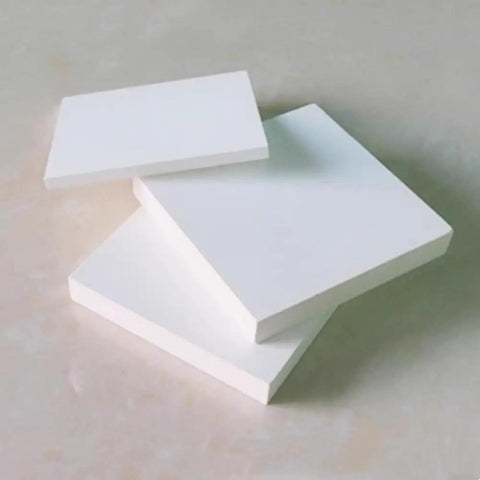 Stack of white Boron Nitride Ceramic Sheet Pad And Plate For Heat Proof Performance, Nonstick Surfaces, Low Friction, 150 x 150 x 2 mm