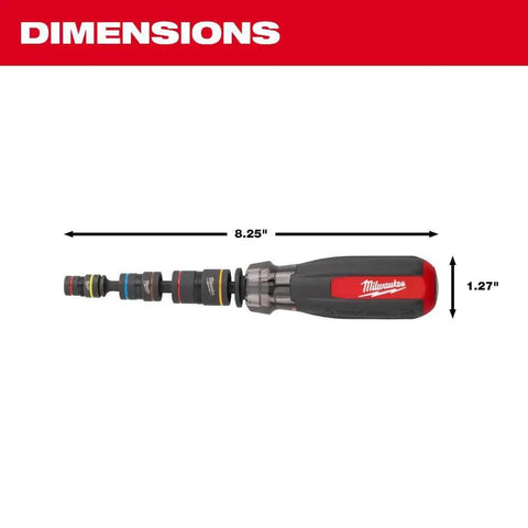 Multi Nut Driver Set With Shockwave Impact Rated One Quarter Inch Hex Shank Six Nut Drivers showing dimensions 8.25x1.27 inches