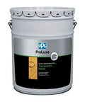 5 Gallon Premium Exterior Wood Stain With Hella Tough Alkyd Oil Base For Dead Simple One Coat Coverage On Decks And Fences Featuring Rich Mahogany Hue And Legit Year Round UV Shielding In A Smooth Transparent Matte Finish in a white bucket.