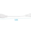 10 Foot Polarized Two Prong Power Cord With Two Outlet Extension Cable NEMA 1-15P To 1-15R 10A 125V White Indoor Use ETL Listed