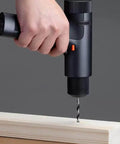 Slick Brushless Cordless Drill And Screwdriver Set With Lightning Fast Type C Charging For Weekend Warriors handling wood drilling.