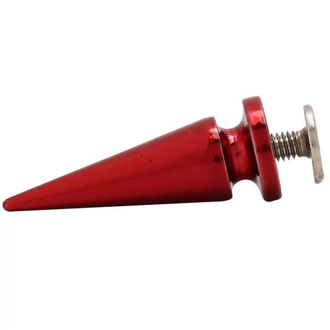 Red cone spike rivet, heavy duty metal stud for leather belts and streetwear, part of 10 Set Red Cone Spikes Punk Rivets.