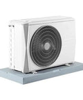 Sturdy Outdoor Mini Split Pad supporting a ductless AC unit; 38x18x3 inch anti-vibration, lightweight polypropylene construction